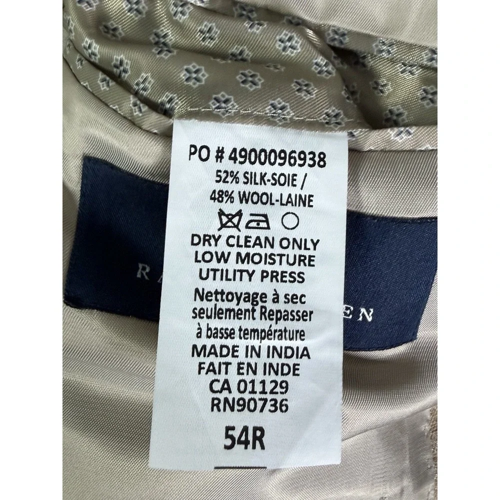 Ralph Ralph Lauren 54R Tan Brown Windowpane Plaid Silk Wool Sport Coat Blazer